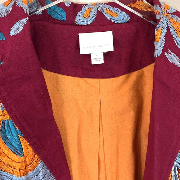 Anthropologie ett:twa Woodstock Floral Embroidered 3/4 Sleeve Boxy Jacket Large - Picture 5 of 6